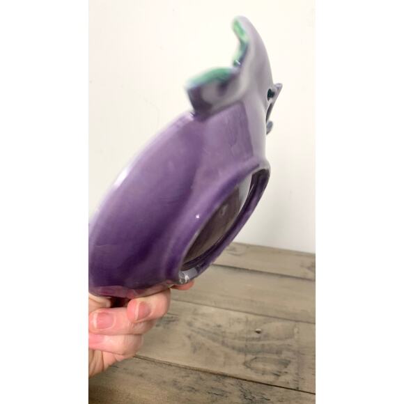 Vintage SECLA Portugal Plum Ceramic Dish with Leaf and Branch Handle - Picture 7 of 7